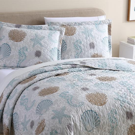 cxmicrotex Luxury Seashell Förtvättade överkast och täcke