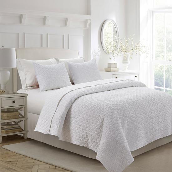 cxmirotex Enzyme Crinkle Överkast Vitt Quilt Set