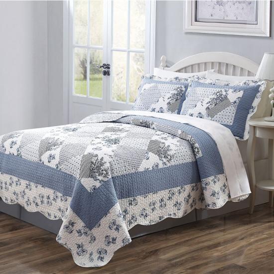 cxmicrotex Sängkläder Förtvättad Patchwork Print Quilt Set