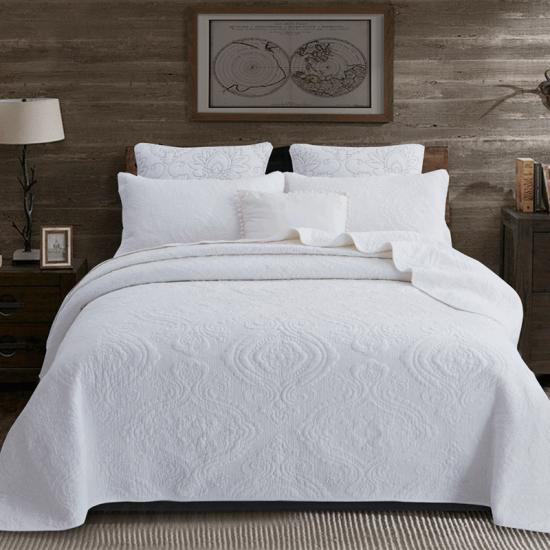 Vit Sängkläder Broderade Quilt Cover Set