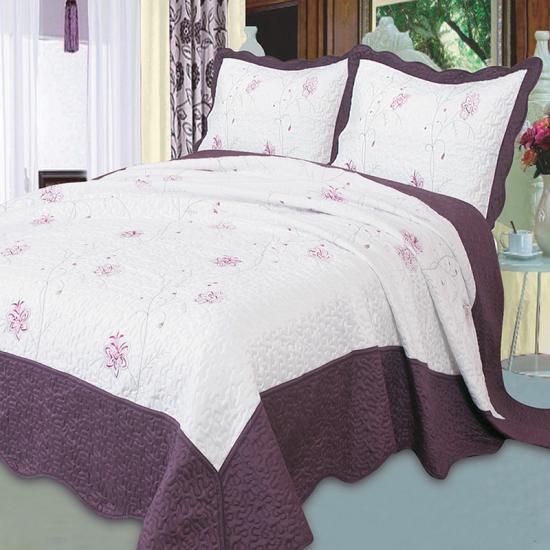 cxmirotex Flower Brodery Quilt Set King Sängkläder