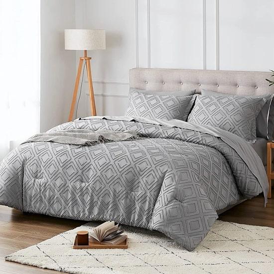 microtex 7-delad lyxklämma Jacquard Täcken Set med Shams och lakan Set