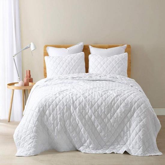 Quilt Cover Set Pure White Color Rufsigt överkast