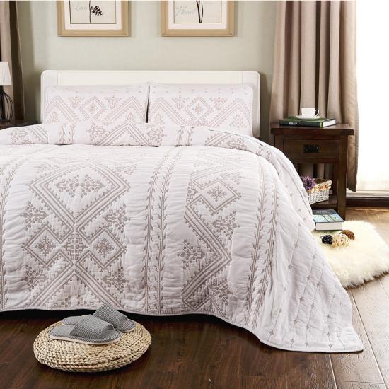 Vita korssömmar Quilt Set Dubbel storlek