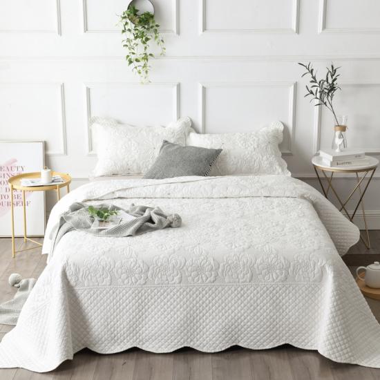 Vit färg broderade överkast massiva sängkläder Collection