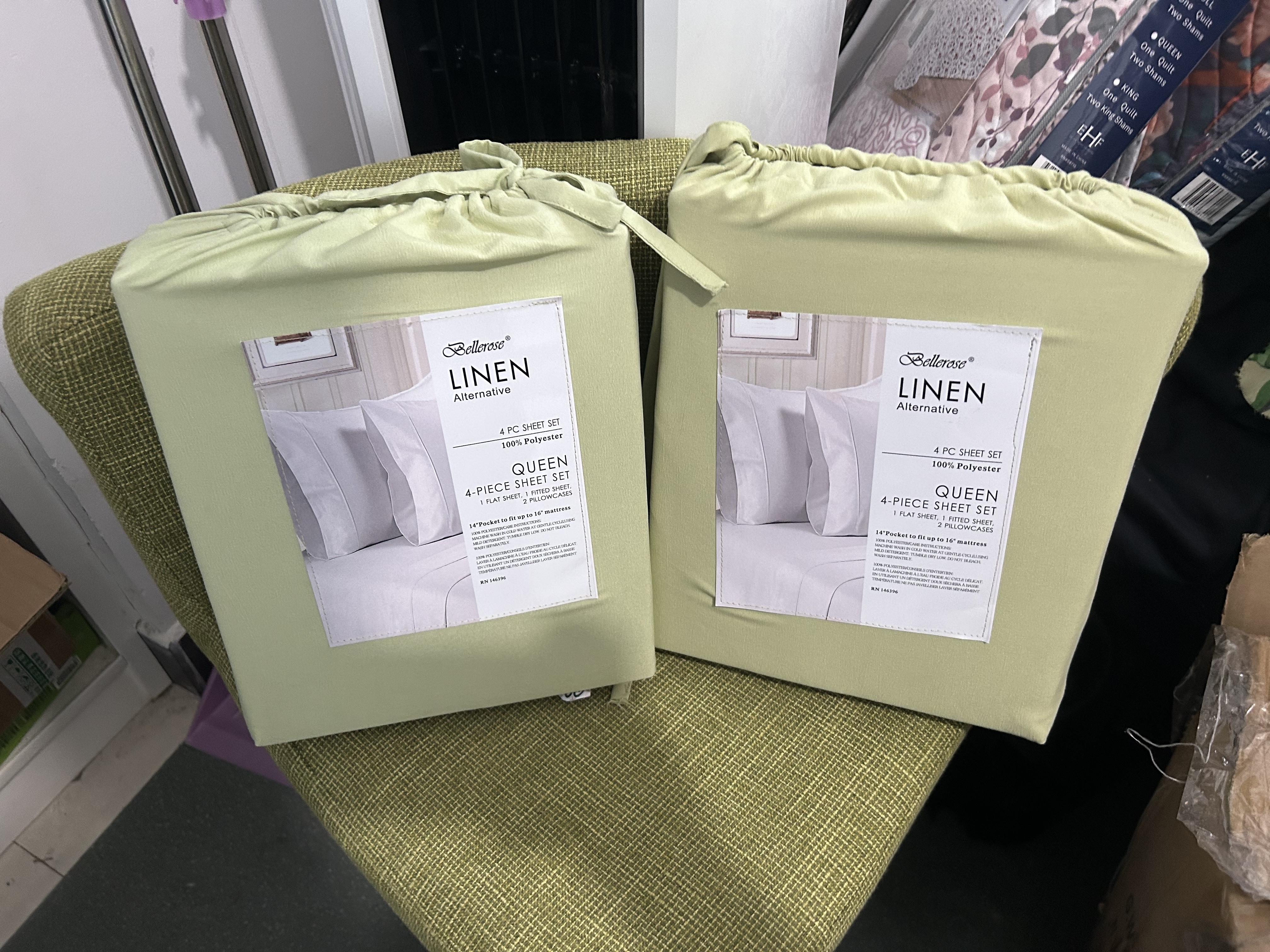 Linne lakan set offert—nya föremål